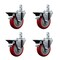 Service Caster 4'' Red Poly Wheel Swivel 3/4'' Square Stem Caster Set with Brake, 4PK SCC-SQ20S414-PPUB-RED-PLB-34-4 - alternate 1